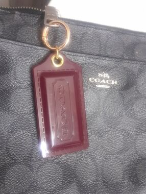 Authentic Coach Burgundy Large Hang Tag Bag Charm